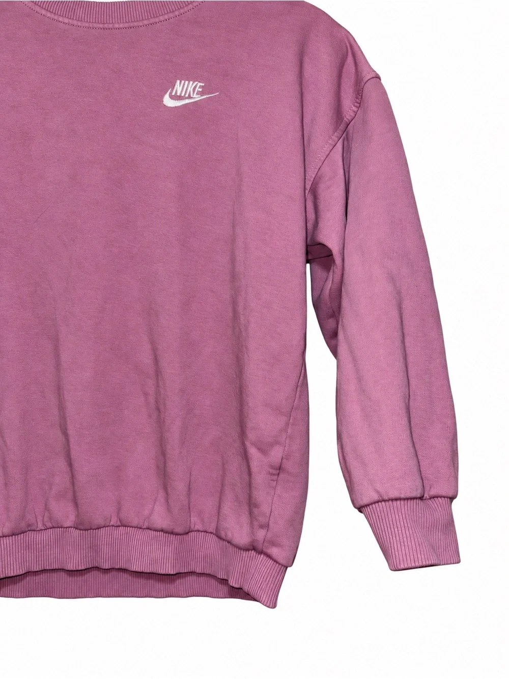 Nike Crewneck Sweatshirt Size M Mauve Pink Embroidered Swoosh Pullover